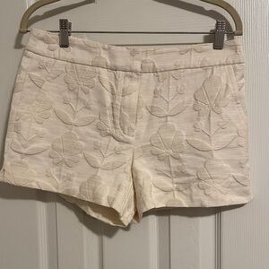 Trina Turk Cream Textured Floral High Waist Shorts